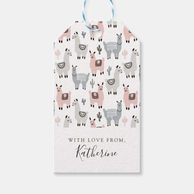 Etiqueta Para Presente Adicione seu nome | Lamas-Lamas-Padrão (Frente)