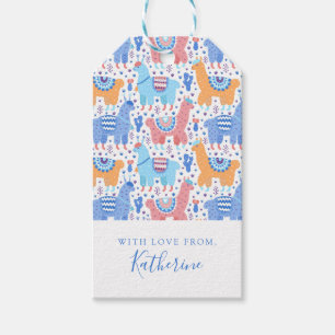 Etiqueta Para Presente Adicione seu nome Padrão Alpaca Colorido Brilhan