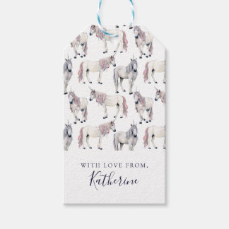 Etiqueta Para Presente Adicione seu nome | Watercolor Unicorn Fairy Tale