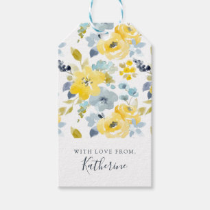Etiqueta Para Presente Adicione seu teste padrão amarelo & azul conhecid