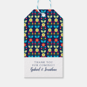 Etiqueta Para Presente Adicione seu teste padrão floral   colorido