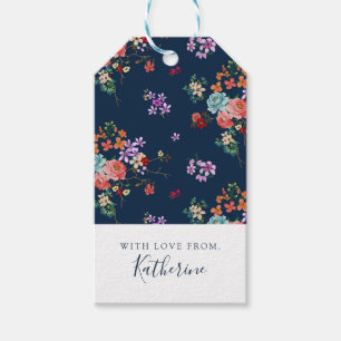 Etiqueta Para Presente Adicione seu teste padrão floral do buquê