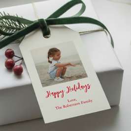 Etiqueta Para Presente Adicione Sua Foto Natal ou Tag de Férias, Mínimo