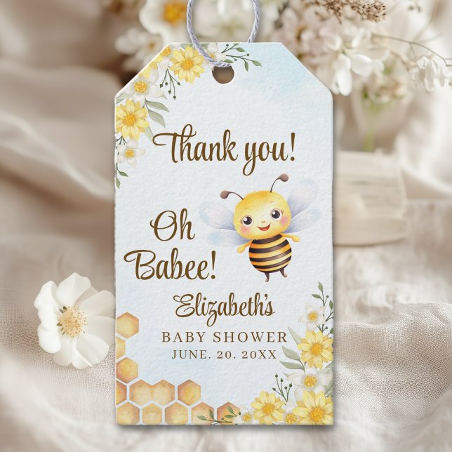 Etiqueta Para Presente Adorable Bee Baby shower Gender Neutral (Criador carregado)