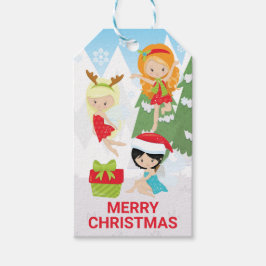 Etiqueta Para Presente Adorable Holiday Fairies - Merry Christmas