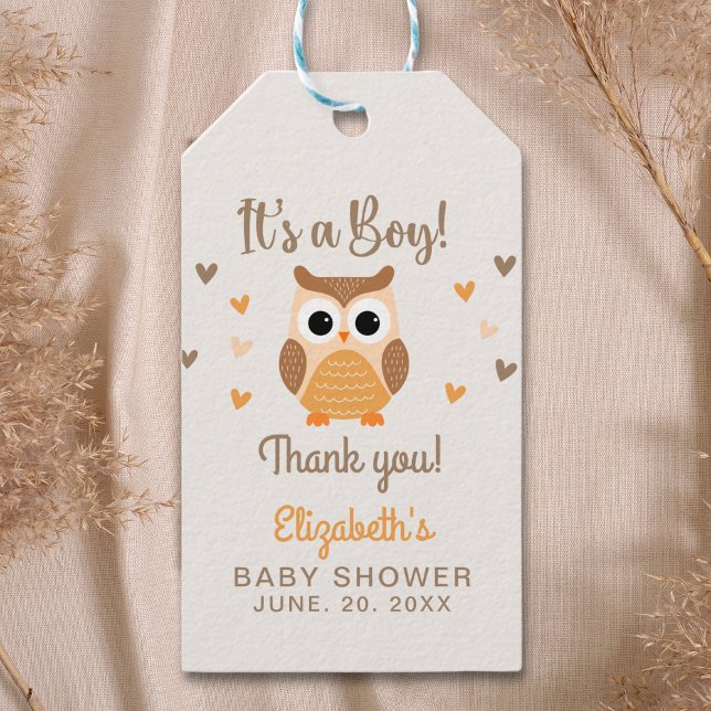 Etiqueta Para Presente Adorable Owl Baby Shower Boy (Criador carregado)