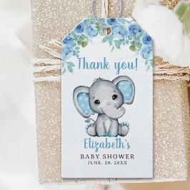 Etiqueta Para Presente Adorable Watercolor Blue Elephant Baby Shower boy
