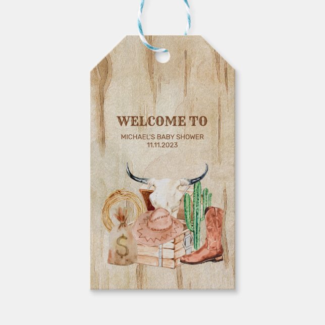 Etiqueta Para Presente Adorable Western Cowboy Baby Shower (Frente)