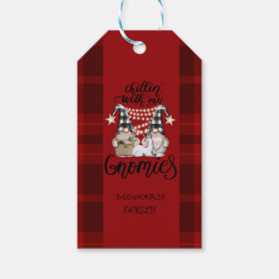 Etiqueta Para Presente Adoráveis Gnominho Lindos Xadrez Búfalo Vermelho