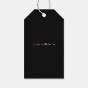 Etiqueta Para Presente Adorável Caligrafia Chic Nome Preto & Dourado