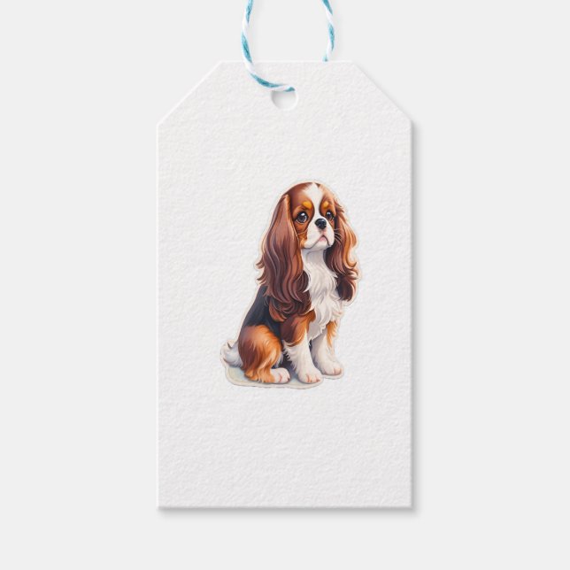 Etiqueta Para Presente Adorável Cavalier King Charles Spaniel cão (Frente)
