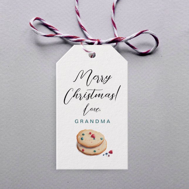 Etiqueta Para Presente Adorável Cookies Retro Natal Aquarela (Criador carregado)