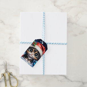 Etiqueta Para Presente Adorável gatinho de Natal.