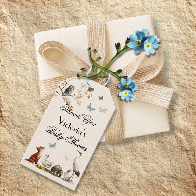 Etiqueta Para Presente Aesop's Storybook Characters Baby Shower (Criador carregado)
