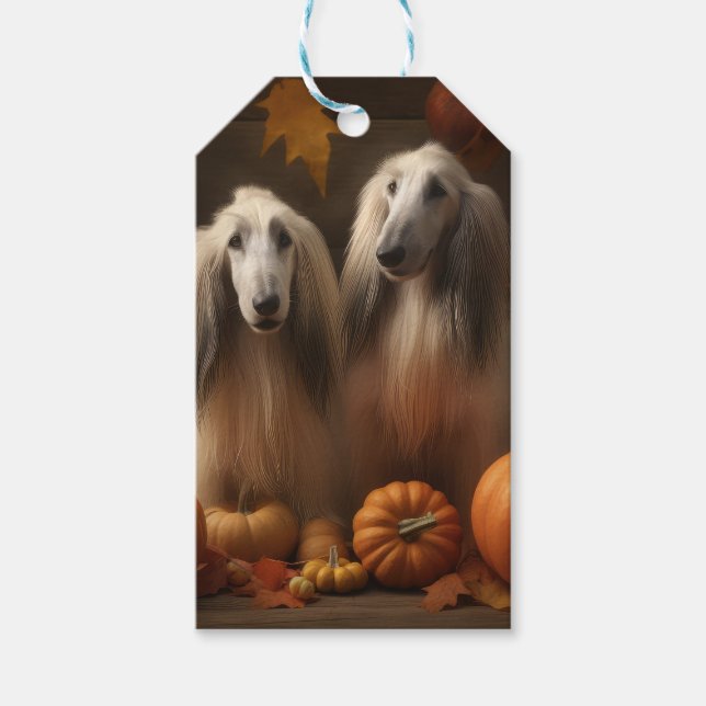 Etiqueta Para Presente afghan hound Puppy Autumn Delight Pumpkin (Frente)