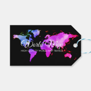 Etiqueta Para Presente Agente de Viagem Globo Mapa Mundial Viagem Preto R