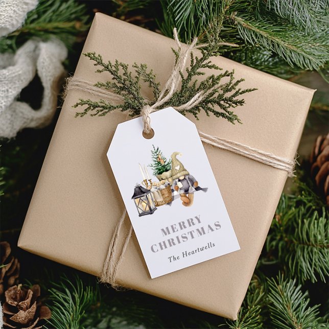 Etiqueta Para Presente Agnome Rústico de Aquarela Natal (Criador carregado)