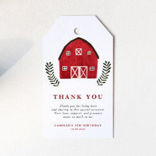 Etiqueta Para Presente Agradecimento de Aniversário de Celeiro Vermelho e