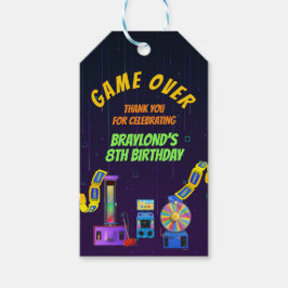 Etiqueta Para Presente Agradecimento de Aniversário de Jogos e Fliperama