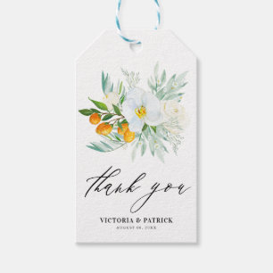 Etiqueta Para Presente Agradecimento de Casamento com Orquídeas e Kumquat