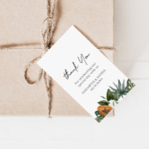 Agradecimento de casamento de folhas tropicais