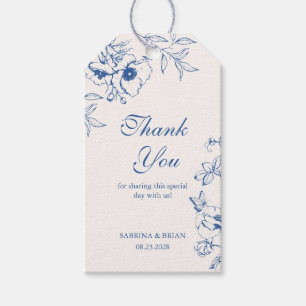 Etiqueta Para Presente Agradecimento de Casamento de Jardim Floral Azul R