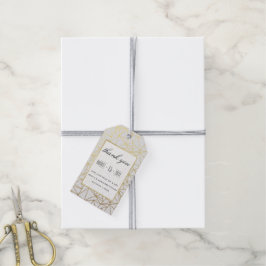 Etiqueta Para Presente Agradecimento de casamento elegante em dourado e b