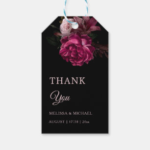 Etiqueta Para Presente Agradecimento de casamento floral escuro de arte f