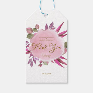 Etiqueta Para Presente Agradecimento de Casamento Floral Rosa Roxo