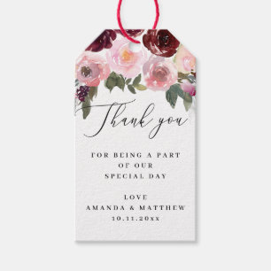 Etiqueta Para Presente Agradecimento de Casamento Floral Rosado Rascunh