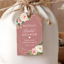 Etiqueta Para Presente Agradecimento de Chá de Noiva Floral Rosa Empoeira