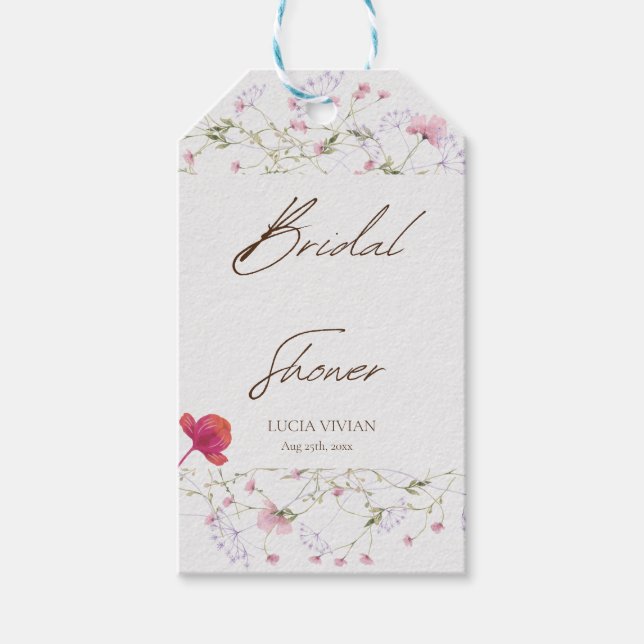 Etiqueta Para Presente Agradecimento de Chuveirinho de Noiva com Aquarela (Frente)