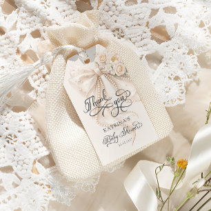 Etiqueta Para Presente Agradecimento de Chuveiro de Bebê com Laço Elegant