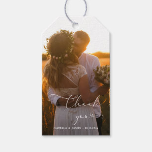 Etiqueta Para Presente Agradecimento de Foto de Casamento com Caligrafia