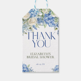 Etiqueta Para Presente Agradecimento Floral de Hortênsia Azul Moderno e E