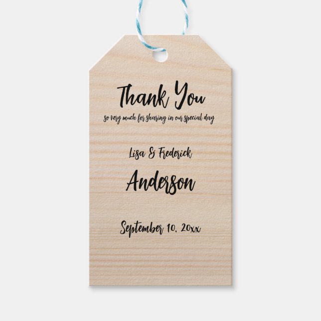 Etiqueta Para Presente Agradecimento Personalizado de Madeira Rústica do  (Frente)