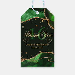 Etiqueta Para Presente Agradecimento Sweet 16 Ágata Brilho Verde e Dourad