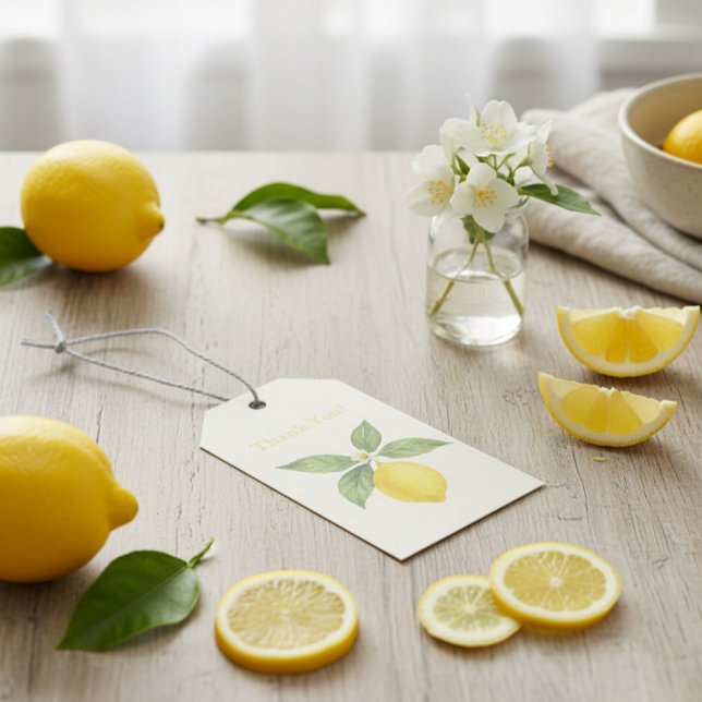 Etiqueta Para Presente Agradeço Limão em Aquarela  (Criador carregado)