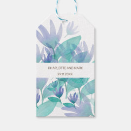 Etiqueta Para Presente Água Azul Verde do Oceano Caribe Flores Aquarela