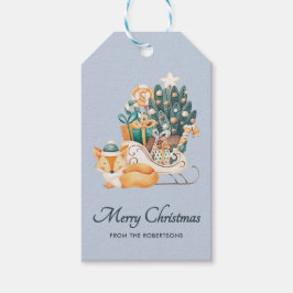 Etiqueta Para Presente Água Fox Christmas Sleighay Blue