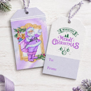 Etiqueta Para Presente Água Santa Lavanda Natal Pintura aquarela Para e D