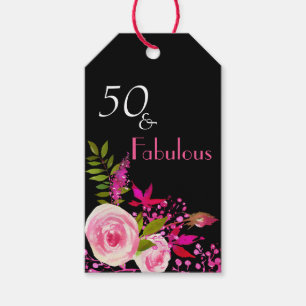 Etiqueta Para Presente Aguarela elegante 50 & fabuloso florais