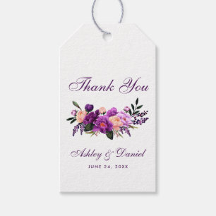Etiqueta Para Presente Aguarela roxa ultravioleta P Wedding floral