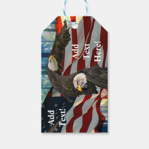 Etiqueta Para Presente Águia Americana Careca Bandeira dos Estados Unidos