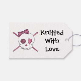 Etiqueta Para Presente Agulhas de crânio e tricô (Arco de cabelo)