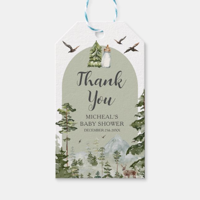 Etiqueta Para Presente Ah, Garoto Adventure Pine Forest Obrigado (Frente)