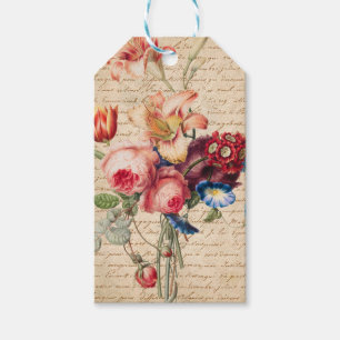 Etiqueta Para Presente Álbum de Recortes Floral Francês Vintage em Letra