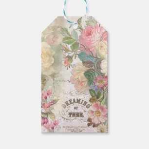 Etiqueta Para Presente Álbum de Recortes Floral Vintage Sonhando Contigo