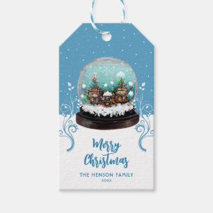 Etiqueta Para Presente Aldeia de Inverno de Bola de Neve de Vidro Natal F