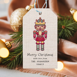 Etiqueta Para Presente Alegre Natal Faux Burlap Quebra-Nozes Rústico